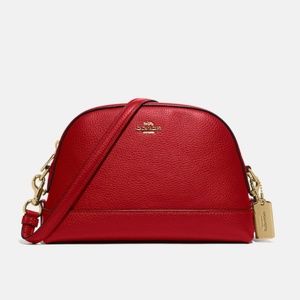 COACH Dome Crossbody Red Pebbled Leather F76673